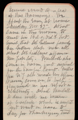 Thomas Lincoln Casey Notebook, November 1888-January 1889, 27, Emma went to a tea