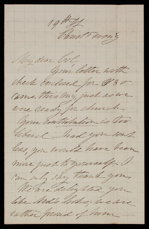 Alice W. Babcock to Thomas Lincoln Casey, December 24, 1884