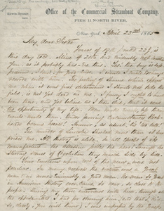 Letter from Edwin Bynner to his sister, 23 April 1865