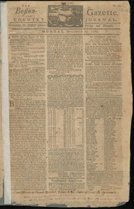 The Boston-Gazette, and Country Journal, 25 December 1769