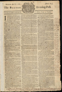The Boston Evening-Post, 16 April 1770