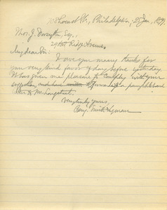 Letter from Benjamin Smith Lyman to Thomas J. Forsythe