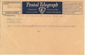Telegram from Victor Pasche to Charles L. Whipple