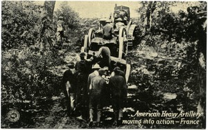 American heavy artillery moving into action, France