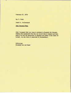 Memorandum from Mark H. McCormack to Ian T. Todd