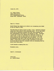 Letter from Mark H. McCormack to Wally Wilson
