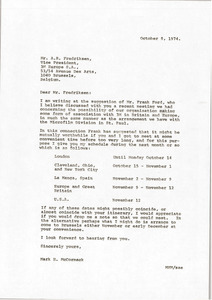 Letter from Mark H. McCormack to A. R. Fredriksen