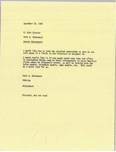 Memorandum from Mark H. McCormack to H. Kent Stanner