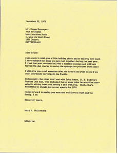 Letter from Mark H. McCormack to Bruce Rappaport