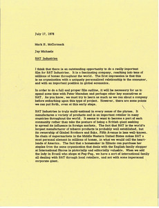 Memorandum from Jay Michaels to Mark H. McCormack