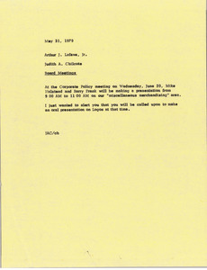 Memorandum from Judy A. Chilcote to Arthur J. Lafave