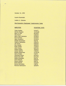 Memorandum from Judy A. Chilcote to Laurie Hentschel