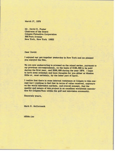 Letter from Mark H. McCormack to David R. Foster