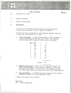 Memorandum from Mark H. McCormack to Fumiko Matsuki