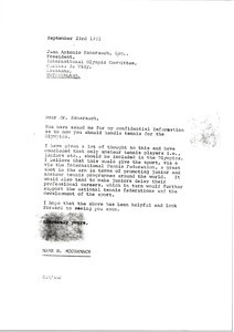 Letter from Mark H. McCormack to Juan Antonio Samaranch