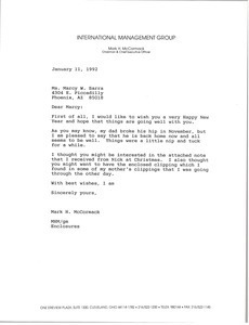 Letter from Mark H. McCormack to Marcy W. Sarra