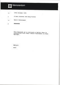Memorandum from Mark H. McCormack to H. Kent Stanner and Doug Pirnie