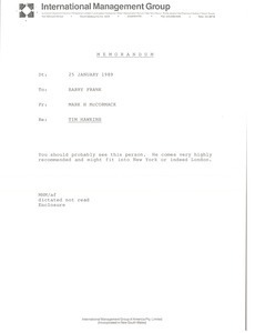 Memorandum from Mark H. McCormack to Barry Frank