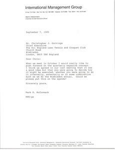 Letter from Mark H. McCormack to Christopher J. Gorringe