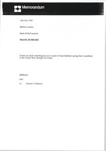 Memorandum from Mark H. McCormack to Bobbie Lemmo