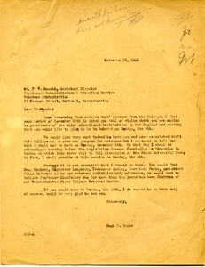Letter from Hugh Potter Baker to F. W. Knauth
