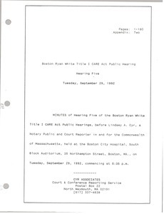 Boston Ryan White title I CARE act public hearing