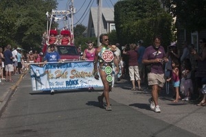 Float with The Hat Sisters, Tim O'Connor (left) and John Michael Gray : Provincetown Carnival parade