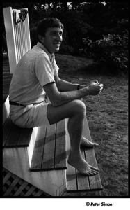John Updike portrait on steps
