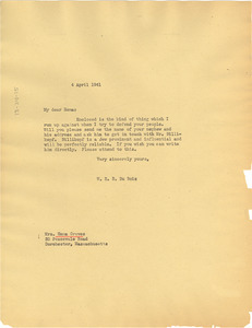 Letter from W. E. B. Du Bois to Emma Groves