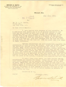 Letter from Brown S. Smith to W. E. B. Du Bois