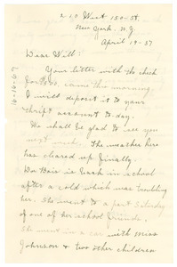 Letter from Nina Du Bois to W. E. B. Du Bois