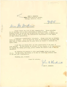 Letter from John F. Kendrick to W. E. B. Du Bois