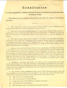 Constitution for local organizations affiliated with the National Association for the Advancement of Colored People
