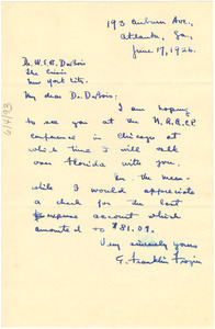 Letter from E. Franklin Frazier to W. E. B. Du Bois