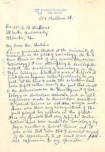 Letter from Edwin L. Farley to W. E. B. Du Bois