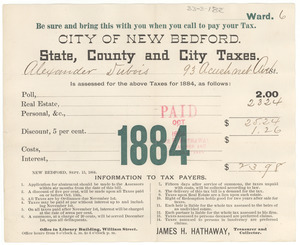 City of New Bedford state, county and city real estate taxes
