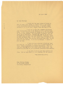 Letter from W. E. B. Du Bois to Shirley Graham