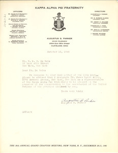 Letter from Augustus G. parker to W. E. B. Du Bois