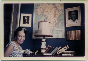 Shirley Graham Du Bois at her living room in Cairo
