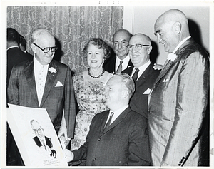 Mayor John Collins with Harry J. Blake, President of the Greater Boston Chamber of Commerce, and others