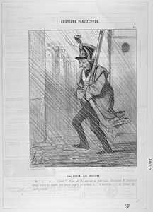 Une VICTIME DES FACTIONS. Ha....a.... at....stchutz!! allons bon, v'la mon nez qui pleut aussi. Décidément Mr. Jacqueminot devrait dresser des canards pour monter la garde par ce temps-ci.... et encore ha.... a ... at stchutz! ils s'enrhumeraient.