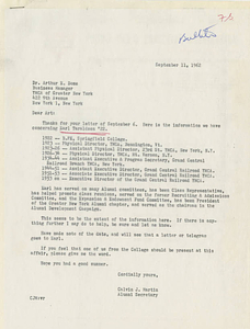 Letter from Calvin J. Martin to Arthur E. Dome about Earl Taraldsen, Sept. 11, 1962