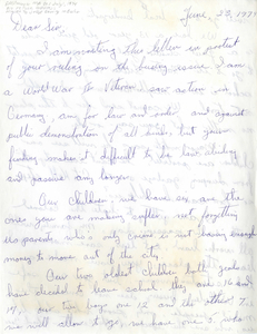 Letter to Judge W. Arthur Garrity protesting forced busing, 1974 June 23