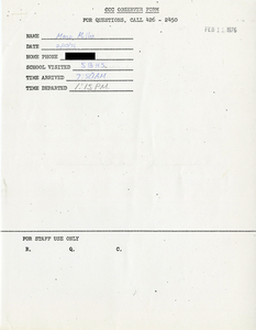 Citywide Coordinating Council daily monitoring report for South Boston High School by Marc Miller, 1976 February 10