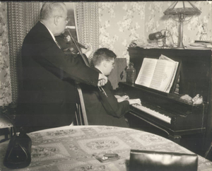 Music at a wedding reception, father & son