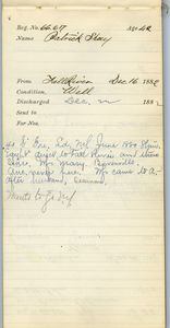Tewksbury Almshouse Intake Record: Shay, Patrick