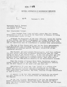 Letter from Kenneth T. Lyons to Paul Tsongas
