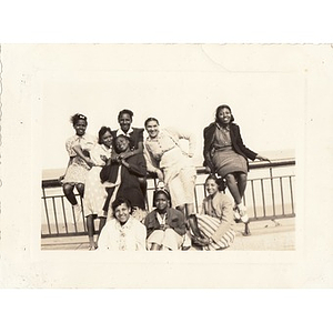 Inez Irving and her friends pose together on the boardwalk