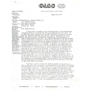 Letter, Judge Garrity, August 29, 1977.