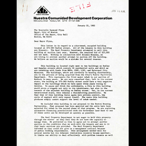 Letter from Melvyn Colón to Boston Mayor Raymond Flynn.